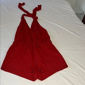 Hot & Delicious Red Halter Tie-Back One-Piece Romper